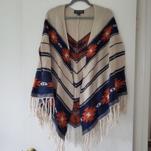 Western tribal print Aztec shawl cardigan